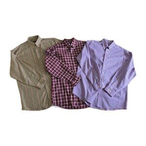 JoS. A. Bank Travelers Collection Shirt Mens M Lot of 3 Plaid LS Cotton Preppy
